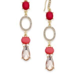 Inc International Concepts Gold-tone Pink Stone and Pave Drop Earrings 3 for $10